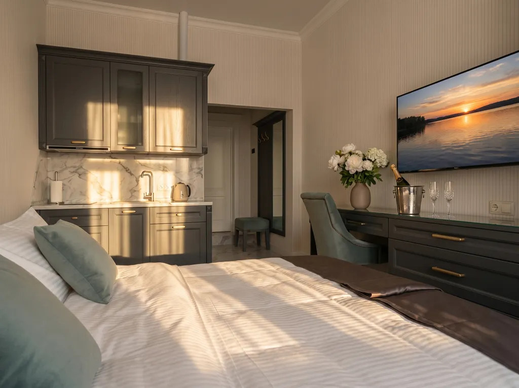 Двухместный номер с 1 кроватью люкс с балконом и кроватью — Wolf Apartments, фото 2 из 5
