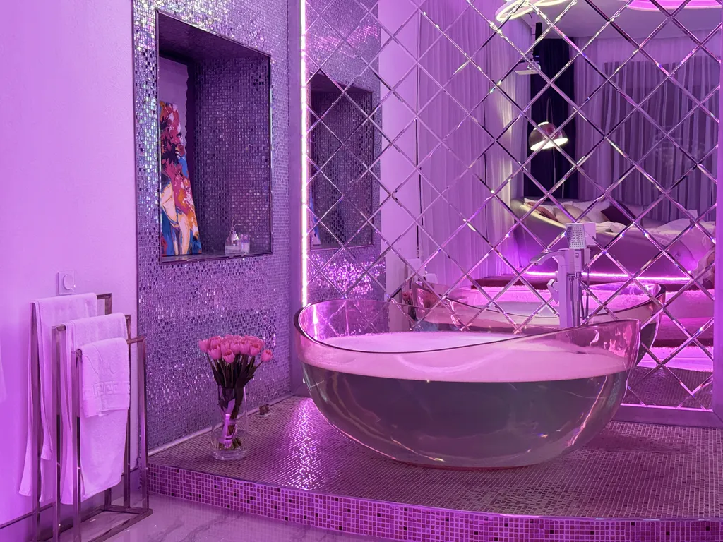 Двухместный с 1 кроватью Розовый с кинотеатром, панорамными окнами и красивой ванной