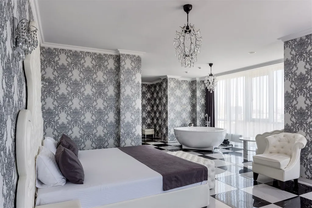 Двухместный номер с 1 кроватью люкс с джакузи (белый)