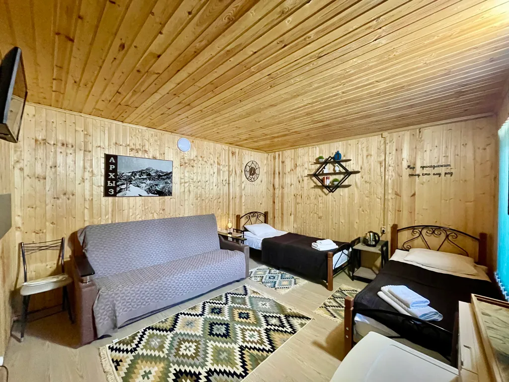 Дом с 1-спальными кроватями (кухня+веранда+мангал+вид на горы)