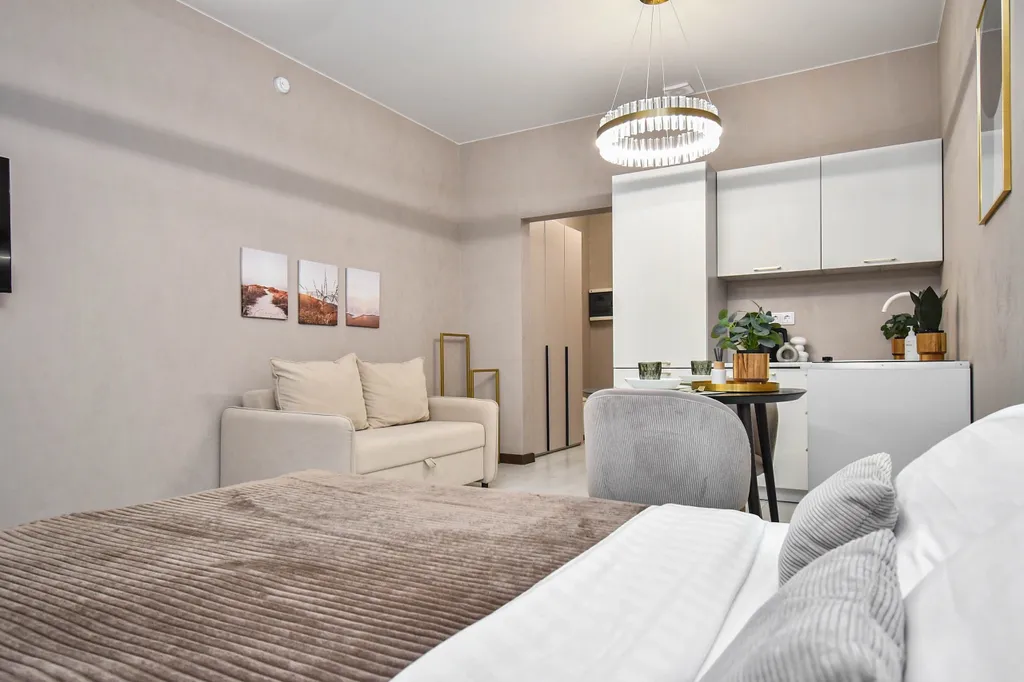 Студия однокомнатная в Советском, 30 м², Красноярск — спальня, фото 6