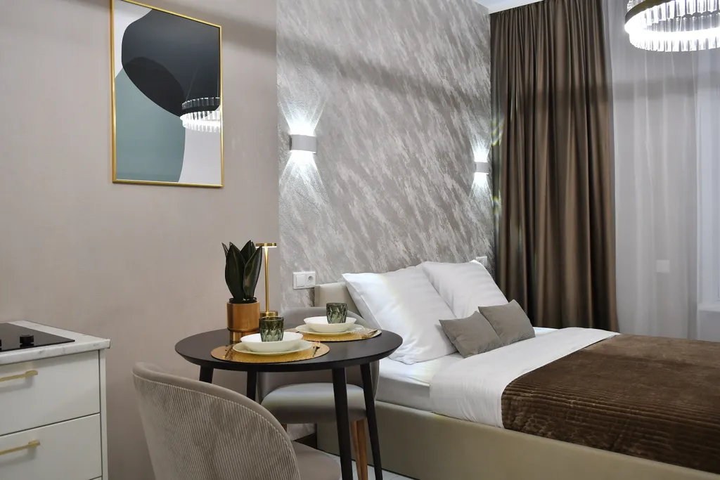 Студия однокомнатная в Советском, 30 м², Красноярск — спальня, фото 7