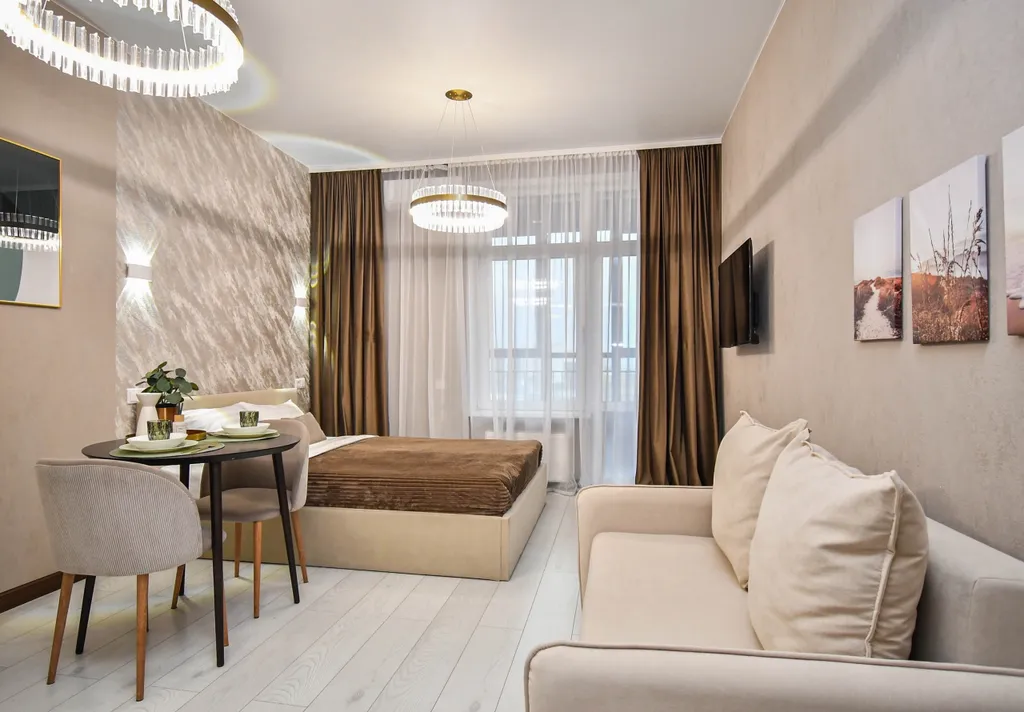 Студия однокомнатная в Советском, 30 м², Красноярск — спальня, фото 11