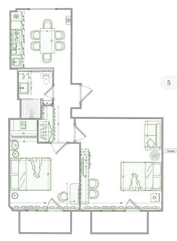 Квартира двухкомнатная у Кремлёвской, в Вахитовском, 50 м², Казань — фото 18