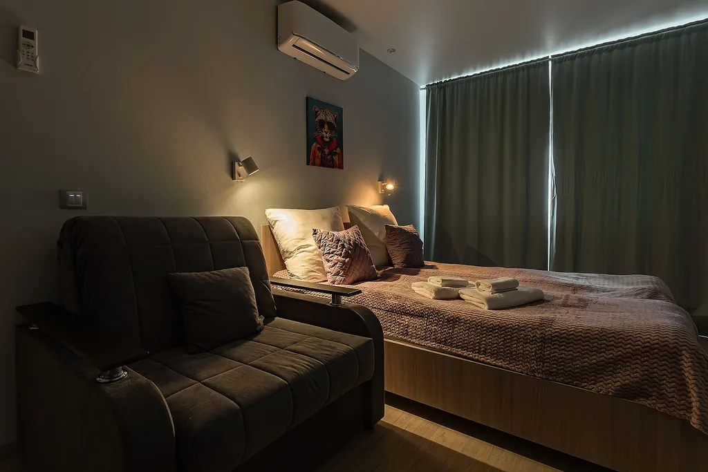 Студия однокомнатная у Горьковской, в Щербинках, 32 м², Нижний Новгород — спальня, фото 8