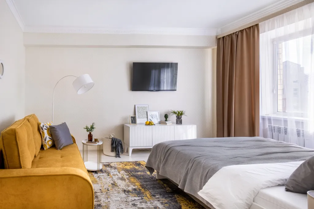 Квартира однокомнатная на улице Орджоникидзе, 40 м², Ессентуки — спальня, фото 5