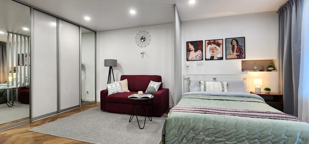 Студия однокомнатная у Молодёжной, в Кунцево, 33 м², Москва — спальня, фото 10