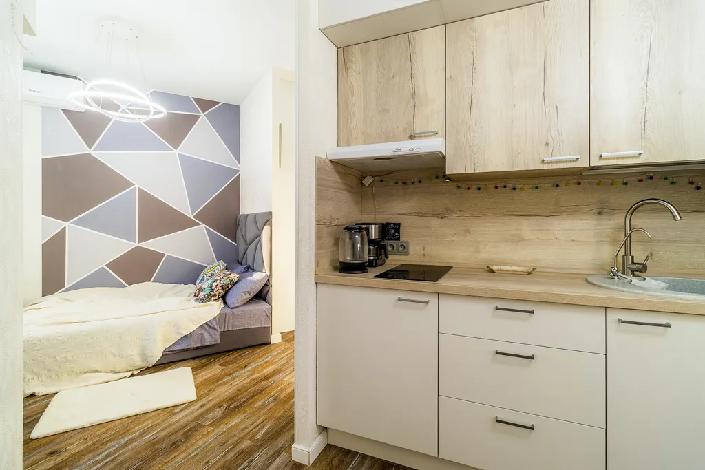Студия однокомнатная у Горьковской, в Кузнечихе, 26 м², Нижний Новгород — кухня, фото 3