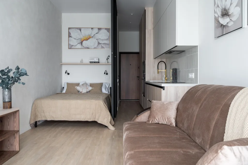 Студия однокомнатная на шоссе Батумском, 30 м², Дагомыс — спальня, фото 13