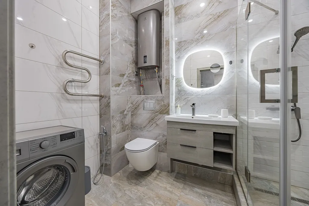 Квартира однокомнатная у Горьковской, в Кузнечихе, 55 м², Нижний Новгород — ванная комната, фото 3