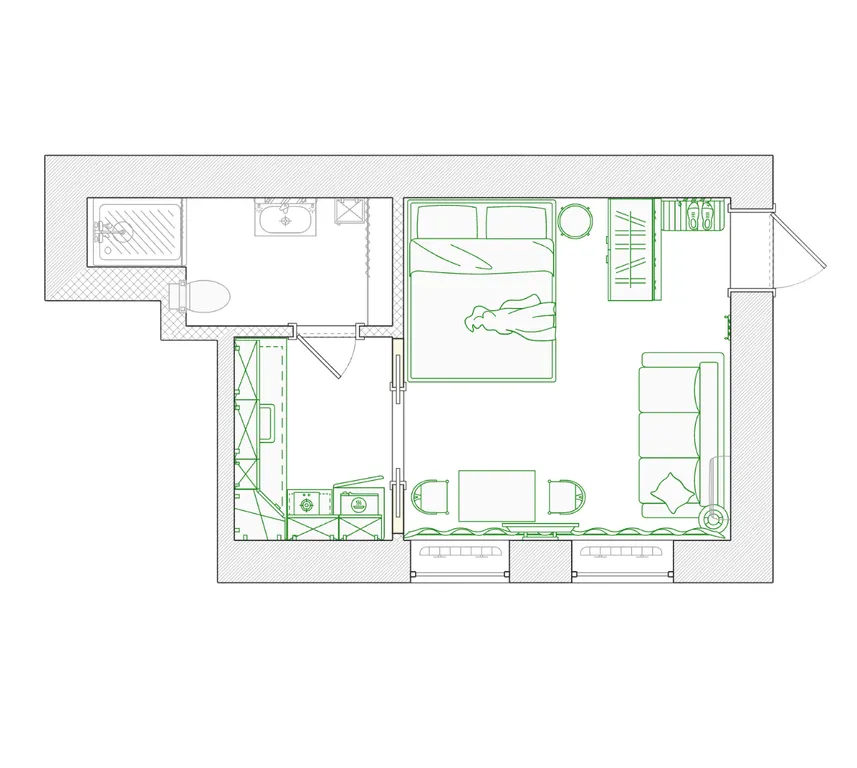 Студия однокомнатная в переулке Газетном, 26 м², Ростов-на-Дону — фото 13
