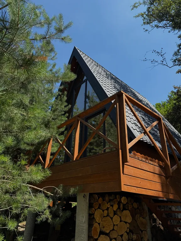 Уютный домик с купелью и баней в сосновом лесу