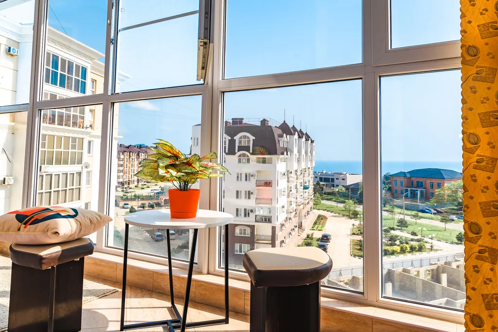 Апартаменты двухкомнатные на улице Таманской, 58 м², Анапа — вид из окна, фото 2