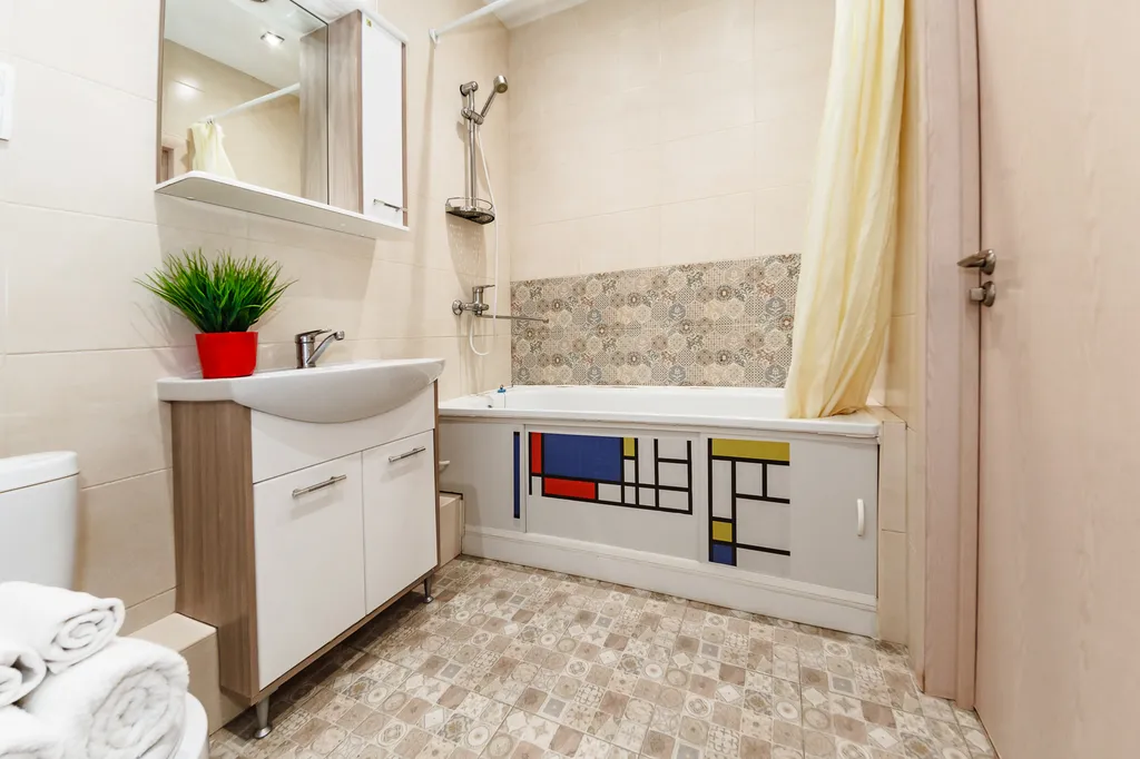 Апартаменты двухкомнатные на улице Таманской, 58 м², Анапа — ванная комната, фото 5