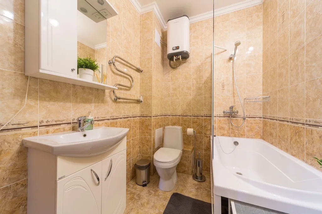 Квартира однокомнатная в Железнодорожном, 45 м², Самара — ванная комната, фото 2